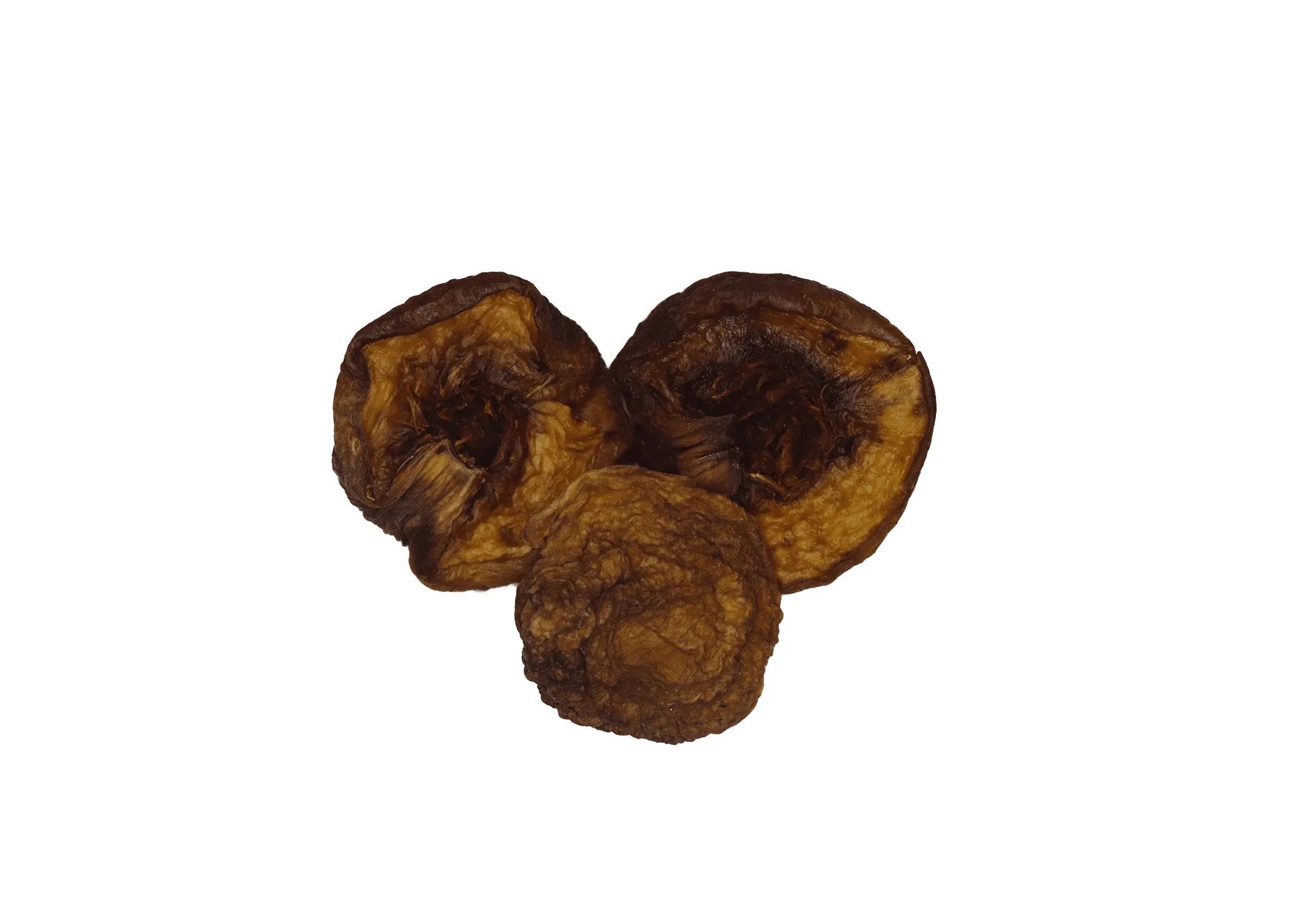 Traina® Dried Fruit Natural California Sun Dried Peach halves - small pile of sun dried fruit on white background.
