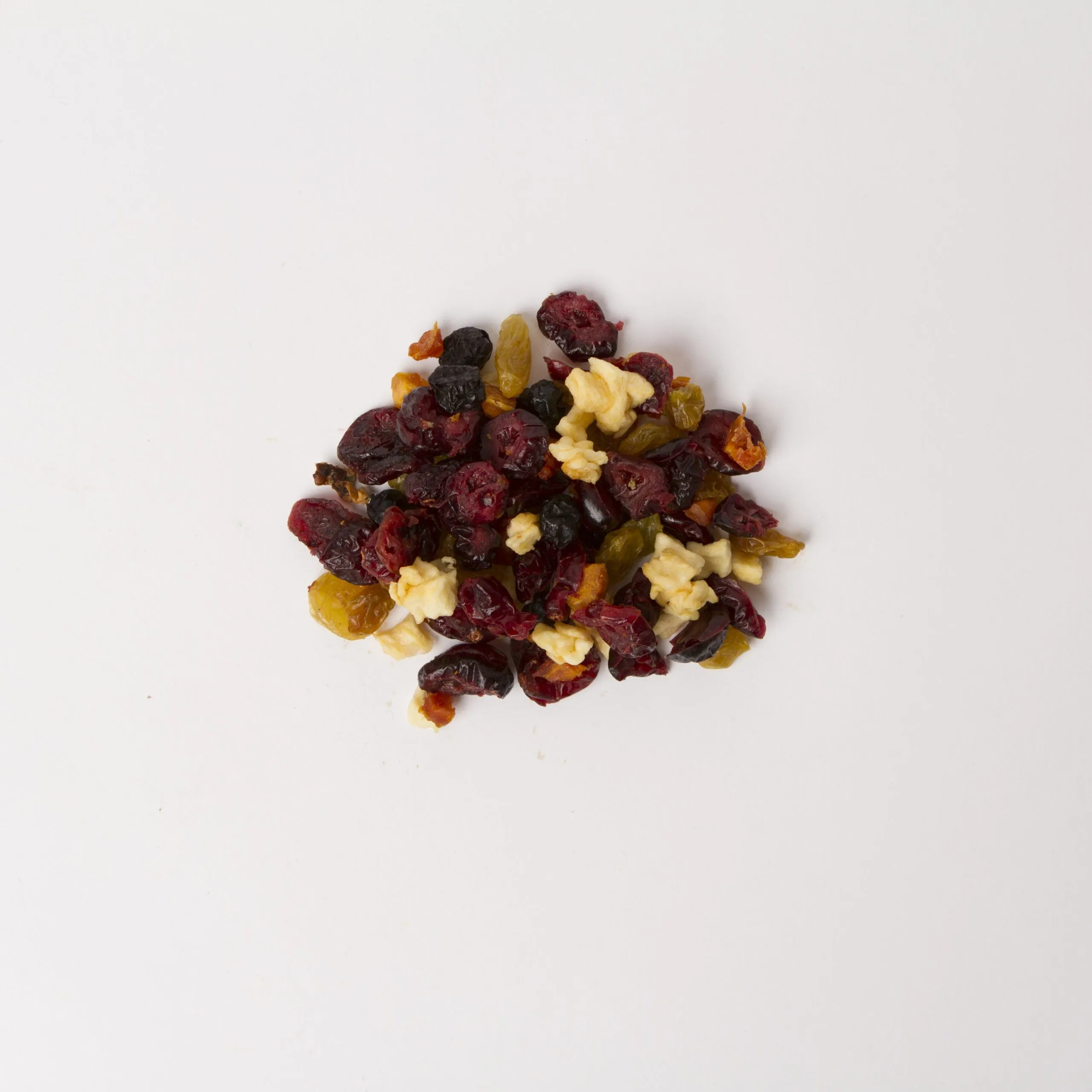 Traina® All American Blend - small pile of mixed dried fruit on white background.