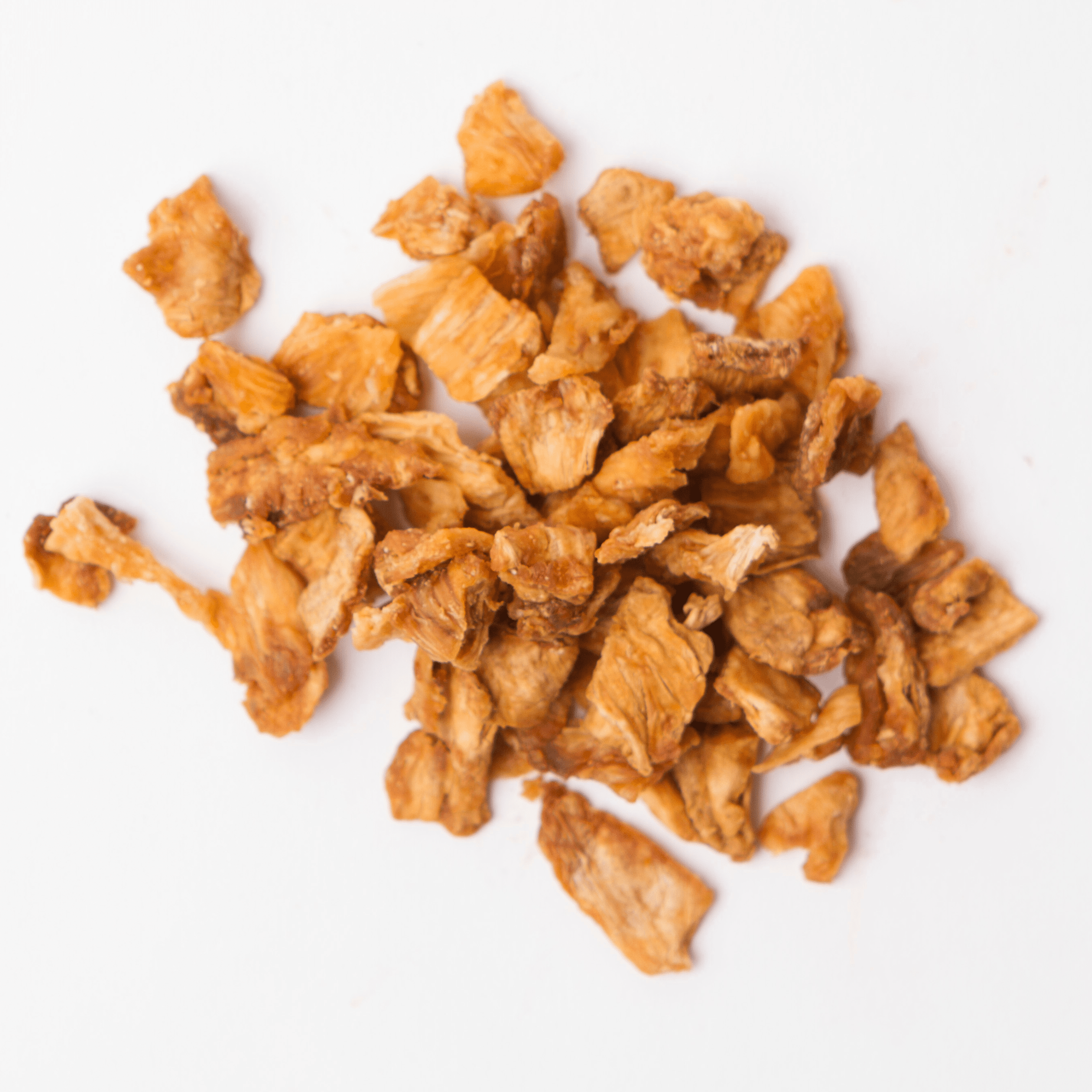Traina® Dried Sweetened Pineapple without sulfur - Diced 8-10mm available in bulk sizes for Industrial Ingredient and Foodservice customers.