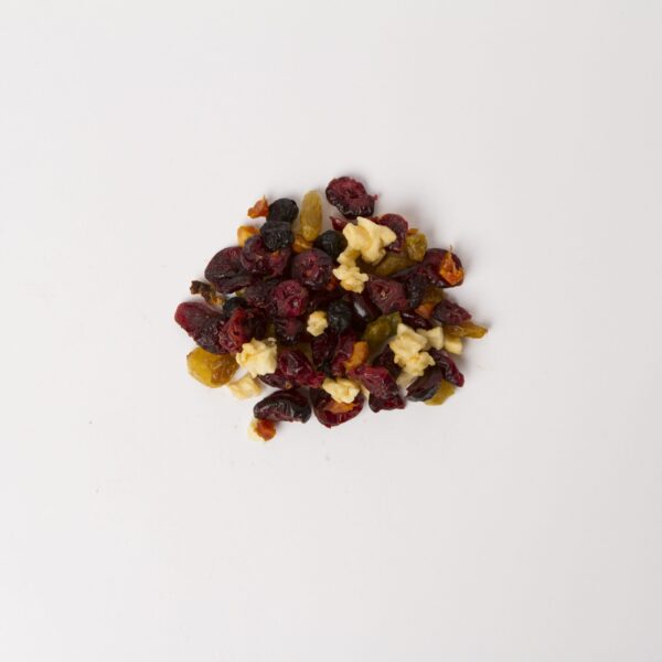 Traina® All American Blend - small pile of mixed dried fruit on white background.